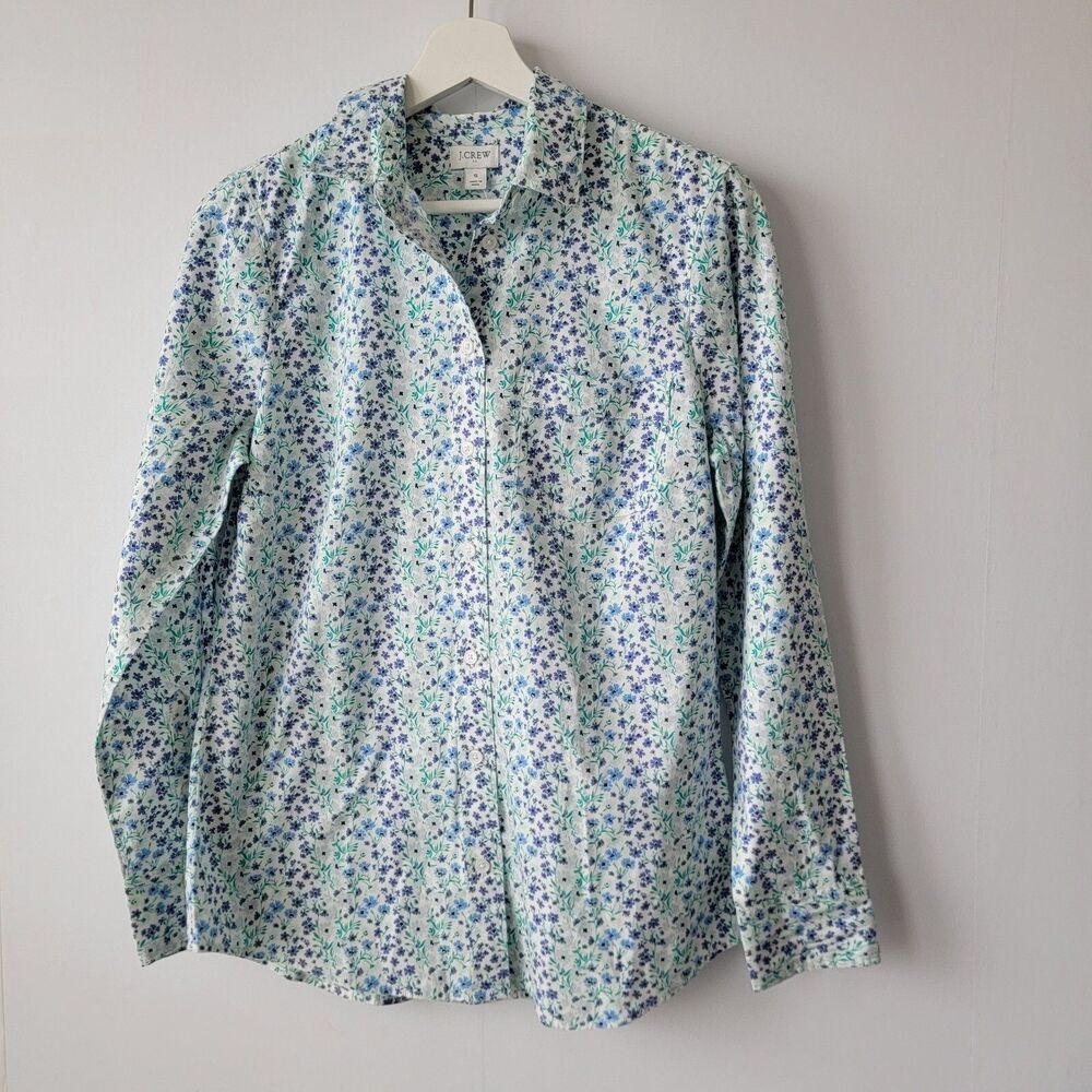 J crew BT993‎ womens Button-up cotton poplin shirt SZ S in signature fit floral